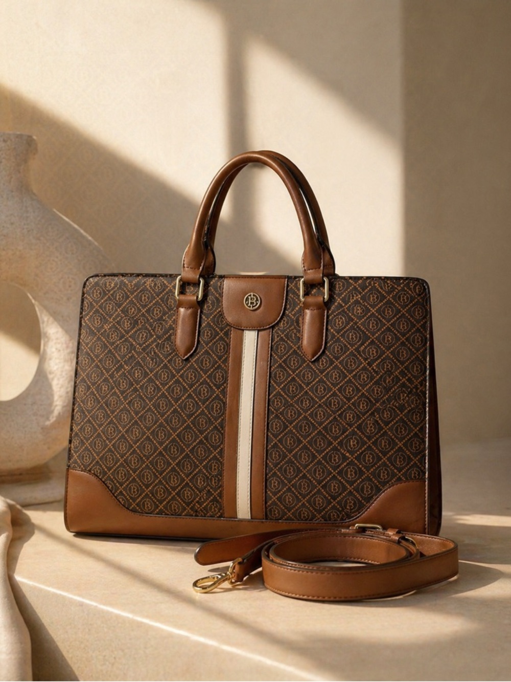 BOSTANTEN Stroud Vintage Leather Briefcase Tote Bag - Picture 3 of 13